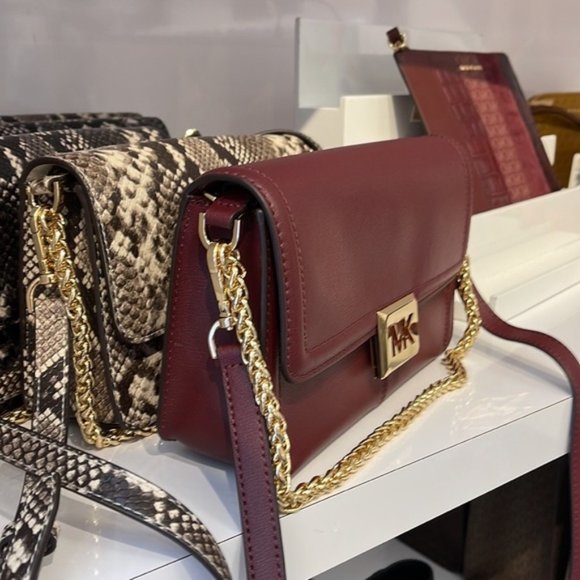 Michael Kors Sonia Medium Leather Shoulder Bag Merlot - Picture 13 of 16